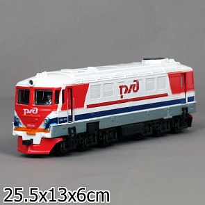 Поезд «РЖД» металлический, инерционный, свет и звук, открываются двери (Технопарк, 839B-WBsim)